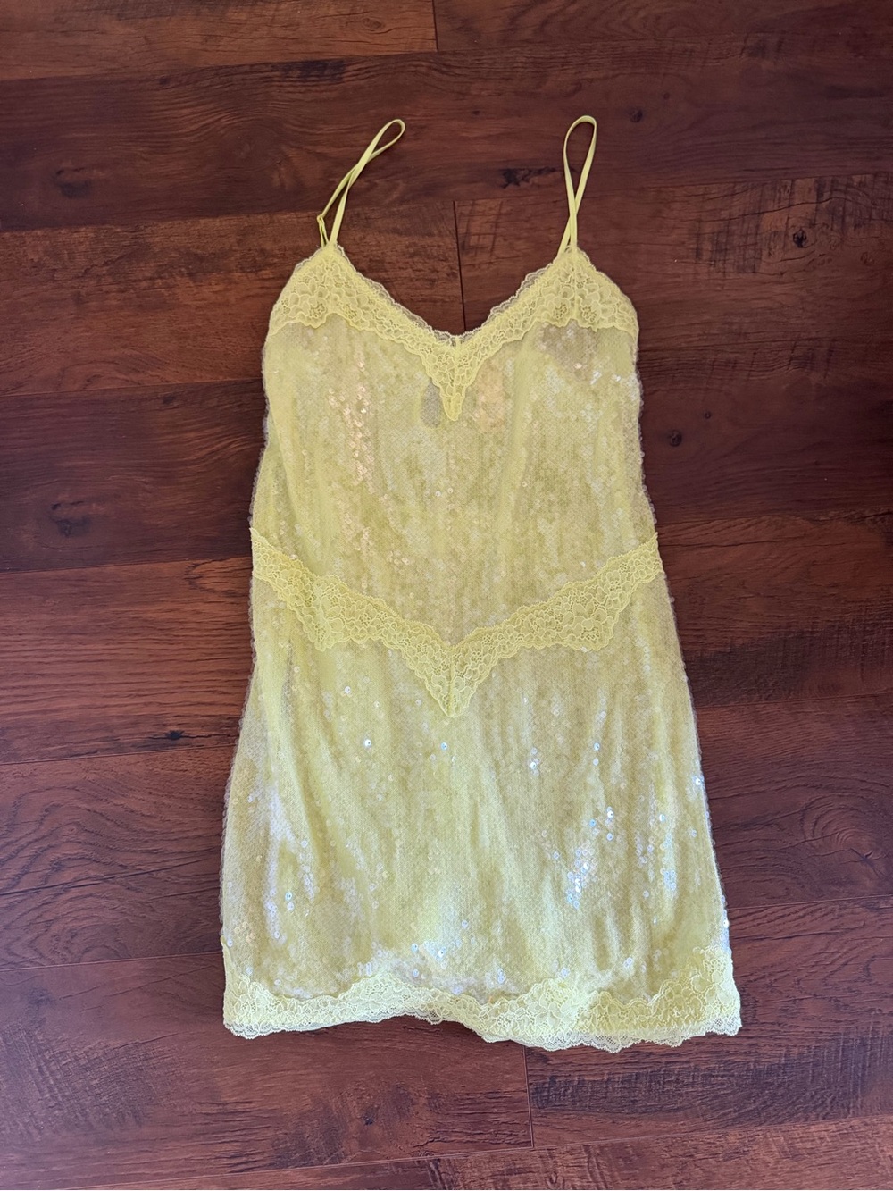 Victoria's Secret Yellow Sequin Lace Chemise